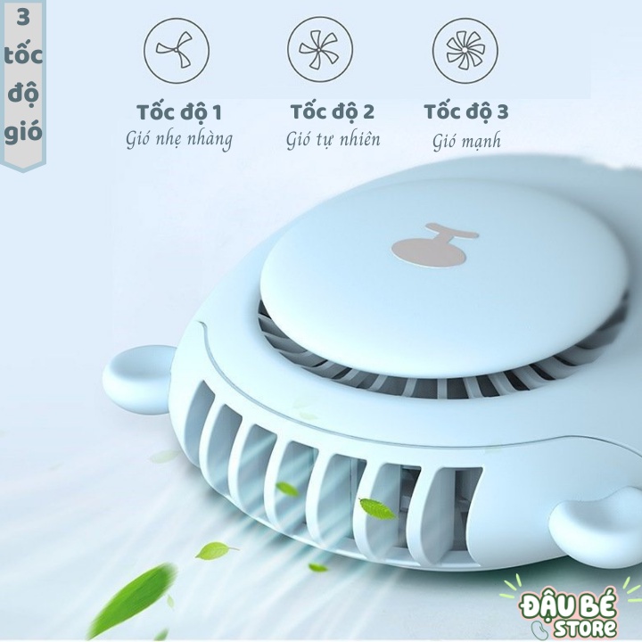 Quạt Mini Tích Điện Đeo Cổ Cầm Tay - Quạt Đeo Cổ Xinh Xắn Nhỏ Gọn Hình Gấu Đầu Usb - Daube - Gd002