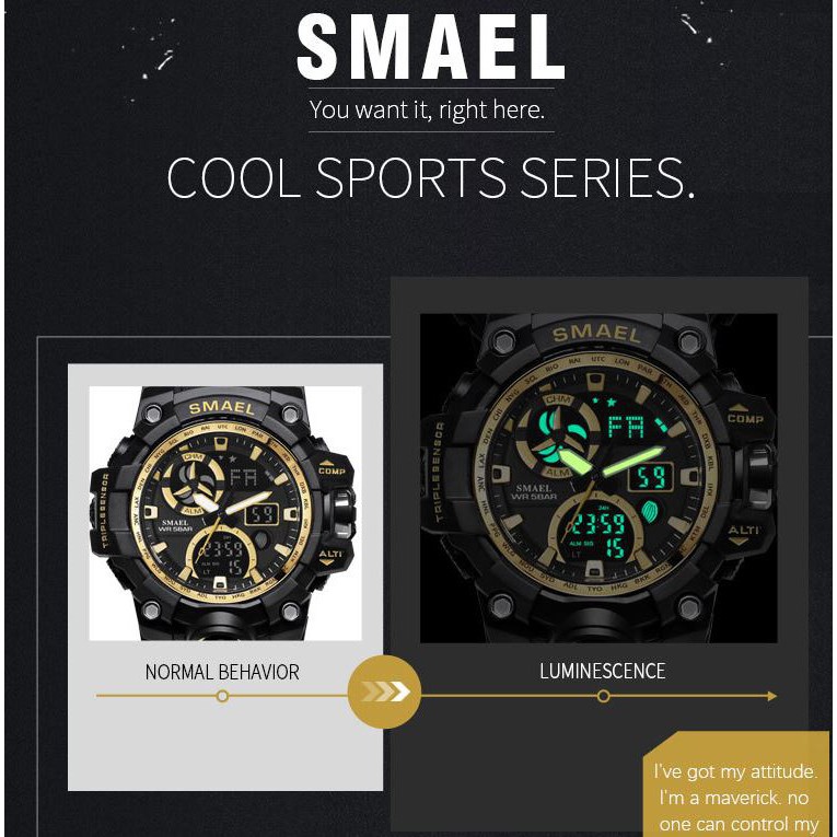 Đồng Hồ Điện Tử Thể Thao Nam Chính Hãng SMAEL 1545C Phiên Bản Sport Chống Nước Cực Tốt | BigBuy360 - bigbuy360.vn