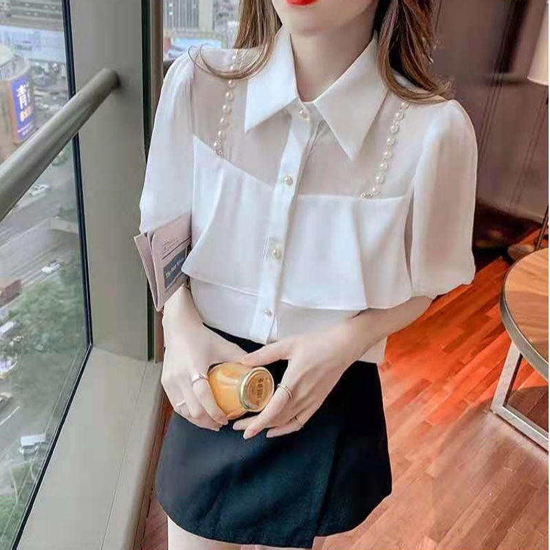 Áo Sơ Mi chiffon Ngắn Tay Thời Trang Mùa Hè Hàn Quốc Dành Cho Nữ