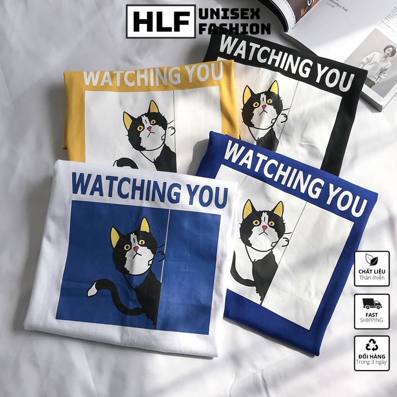 Áo thun tay lỡ form rộng Unisex Watching You, áo phông nữ ulzzang HLFashion