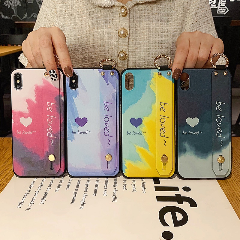 Ốp Điện Thoại Họa Tiết Trái Tim Có Dây Đeo Thời Trang Cho Iphone 7/8/X/Xs/Xr/Se/11 / 12 / Pro / Max / Plus / Mini