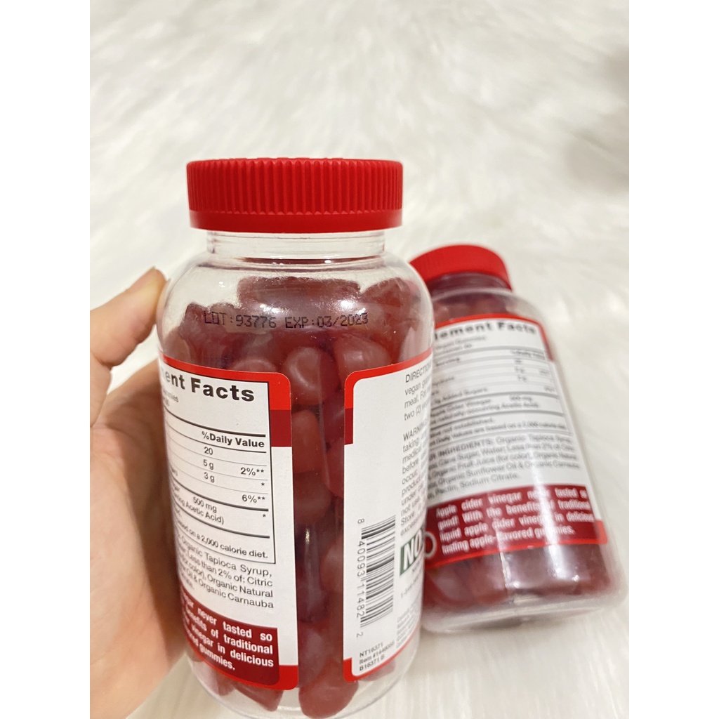 Viên Kẹo Dẻo Giấm Táo Apple Cider Vinegar Gummies 120 Viên