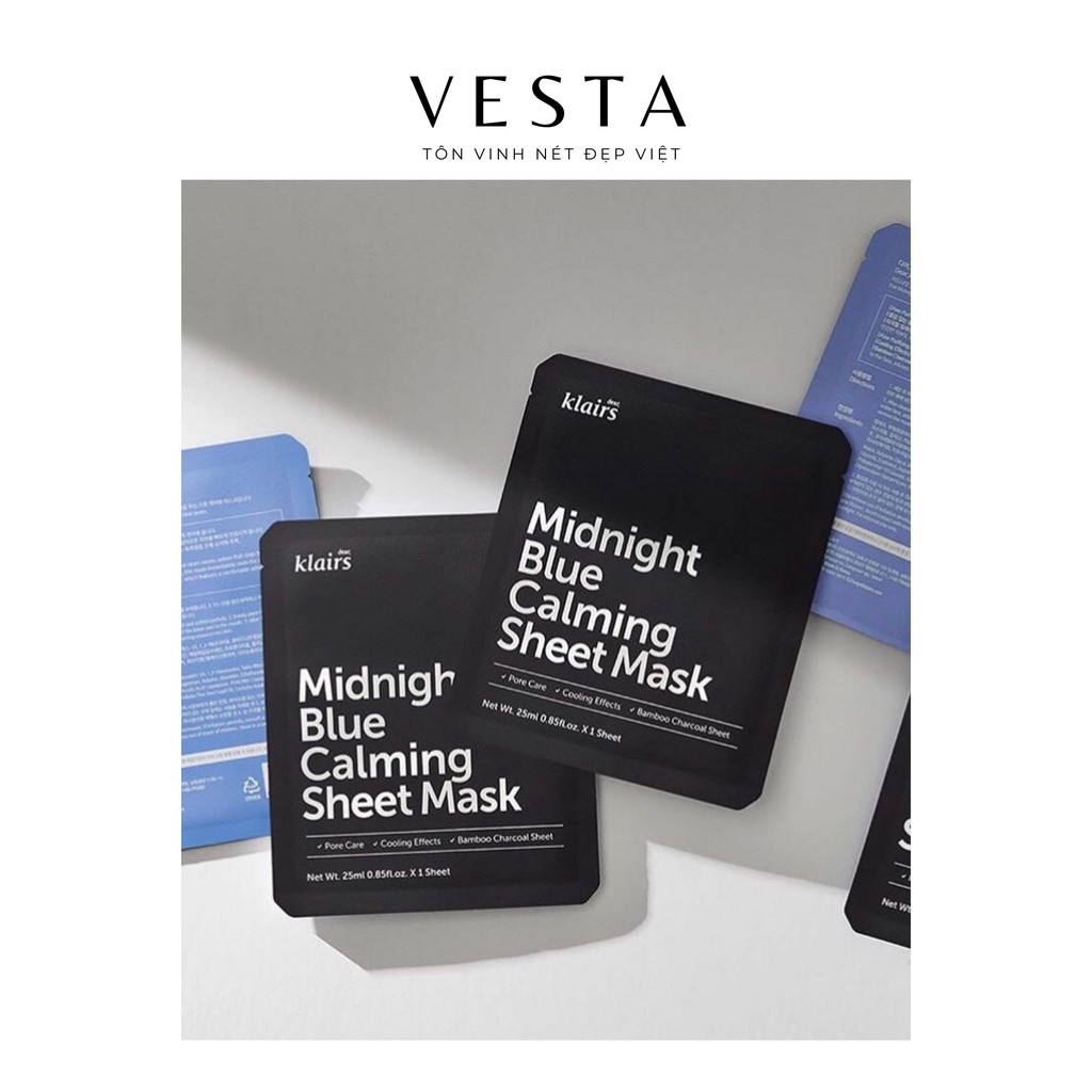 Mặt Nạ Dear Klairs Midnight Blue Calming Sheet Mask 25ml Làm Dịu Phục Hồi Da