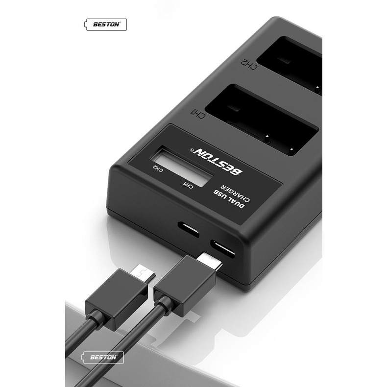 Bộ 2 Pin Canon LP-E17 + Sạc Đôi LP-E17 Beston Cho Canon 77D 750D 760D 800D 8000D 200D M3 M5 M6, EOS RP