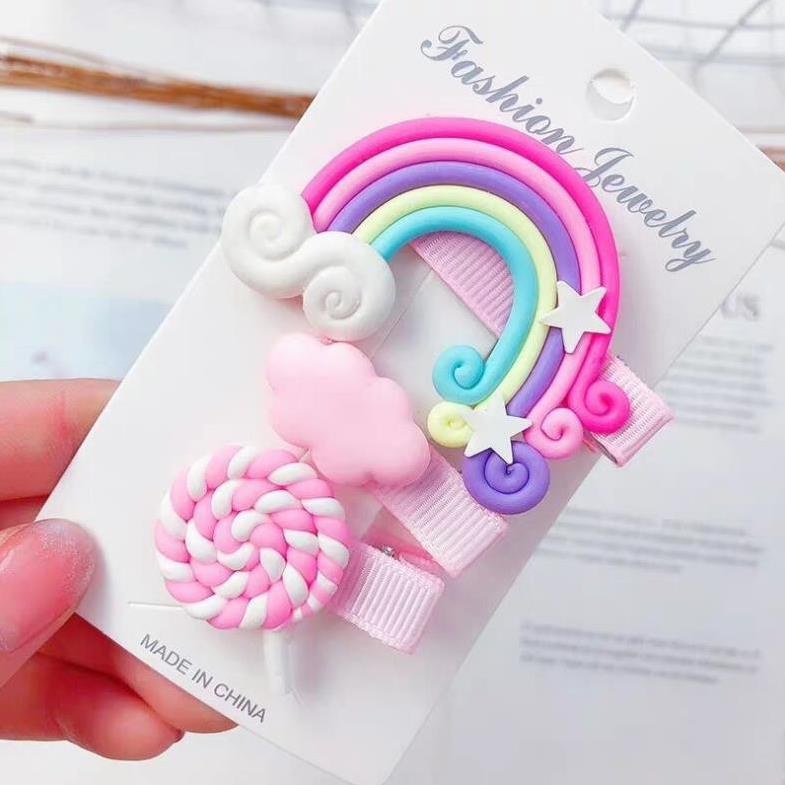 Set 3 kẹp tóc cho bé gái siêu cute xinh xắn dễ thương phong cách Hàn Quốc KT06