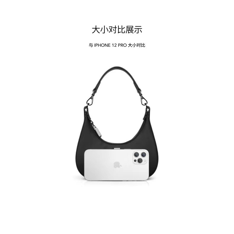 Túi đeo chéo JASMIN NOIR 22BL08118 vải nylon hình dạng mặt trăng thời trang đơn giản cho nữ