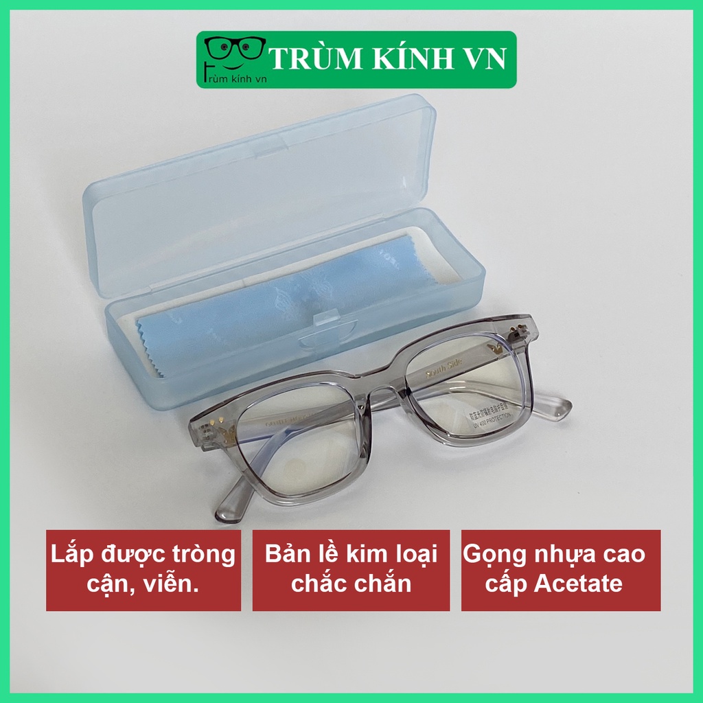 Mắt Kính GM Chữ V Mắt Nhỏ Màu Ghi Xám- Gọng Kính Vuông Ulzzang Hàn Quốc Hottrend 2022
