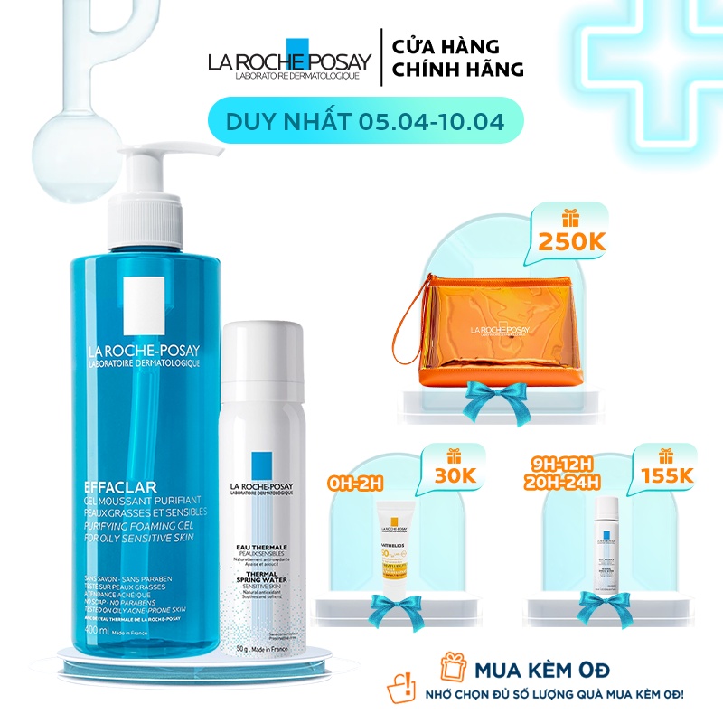 Bộ sản phẩm làm sạch và bảo vệ da dầu nhạy cảm La Roche-Posay Effaclar Gel