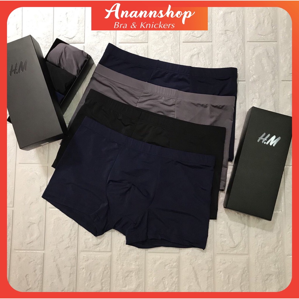 Hộp 4 Quần Lót/Sịp Đùi Boxer Nam Su Thun Mát Lạnh Cao Cấp Kháng Khuẩn Chống Viêm Mặc Thoải Mái