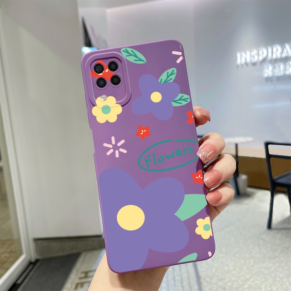Ốp Điện Thoại Silicon Chống Sốc Họa Tiết Hoa Tím Cho Samsung Galaxy A12 M12 M32 M22 A22 4G 5G