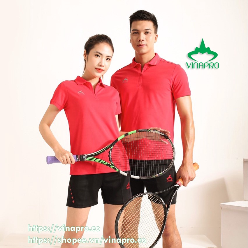 Áo cầu lông nữ đẹp áo tennis bóng bàn Polo cổ đức nữ Vinapro A42 chất liệu thun sọc cao cấp | BigBuy360 - bigbuy360.vn