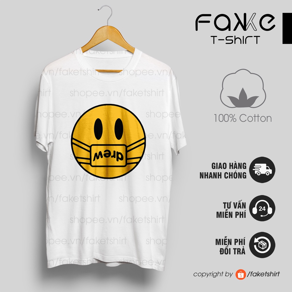 JrTE /Áo thun Unisex DREW Mask Oversized 100% Cotton  ngắn ta00