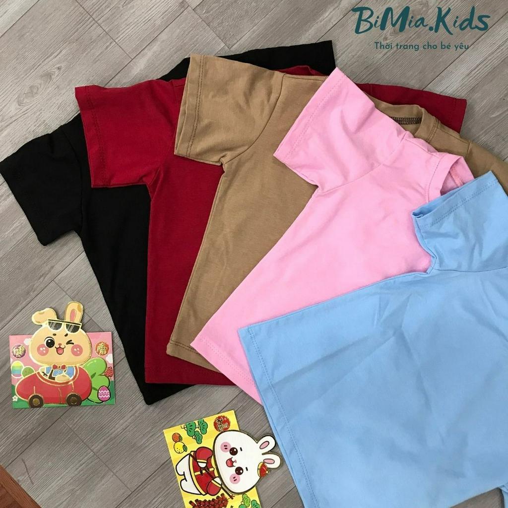 Áo thun trơn cộc tay cho bé trai bé gái BIMIA.KID Cotton 100% thoáng mát chất lượng cao