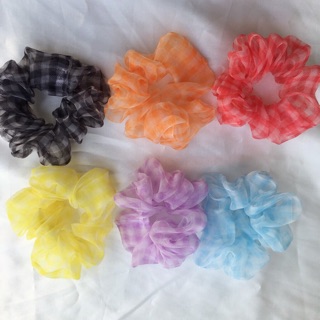 Dây buộc tóc cột tóc scrunchies KẺ CARO hot trend nhiều màu giá rẻ
