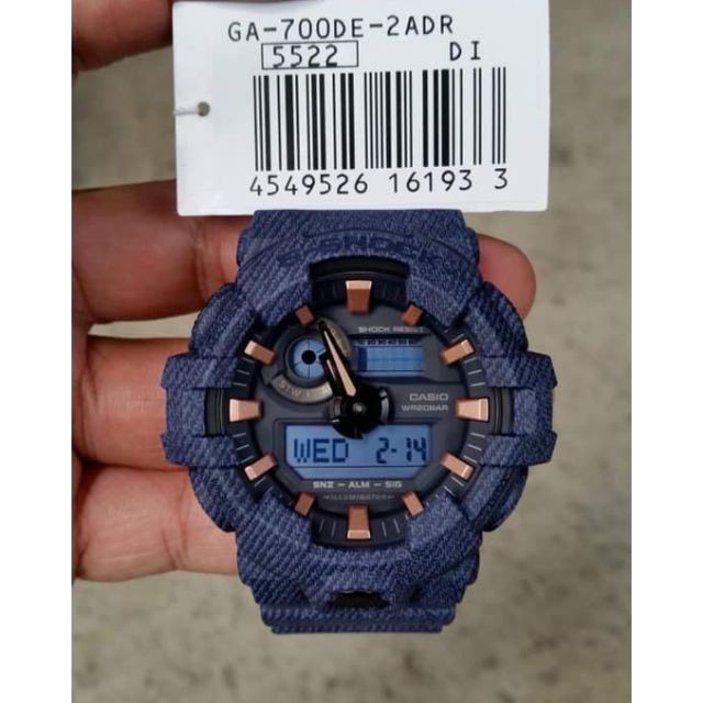 Đồng hồ Casio G-Shock GA-700DE-2A và Baby-G BA-110DE-2A1 màu denim: Cặp đôi  QUARTZ (PIN) Dây cao su trẻ trung năng động