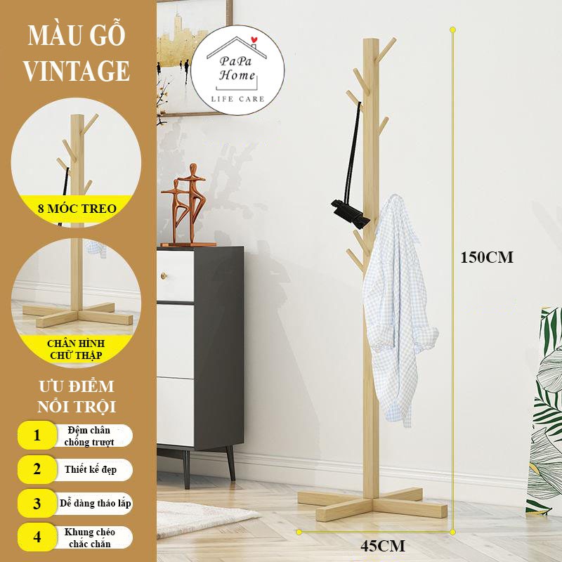 Cây Treo Quần Áo Đứng Bằng Gỗ Standing Hanger,Kệ Sào Treo Đồ Đứng Nội Thất Kiểu Hàn Lắp Ráp PAPAA.HOME