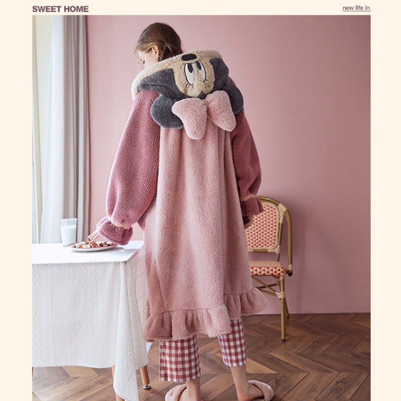 Bộ Đồ Ngủ Lông Cừu San Hô Dày Dặn Họa Tiết Vịt Donald Minnie Hoạt Hình Disney Mặc Mùa Đông Cho Cặp Đôi | BigBuy360 - bigbuy360.vn