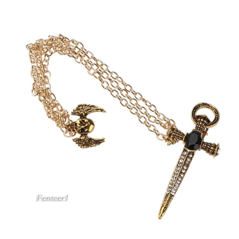 [Fenteer1] Trâm Cài Áo Nam Hình Đầu Lâu Pha Lê Tua Rua Phong Cách Punk