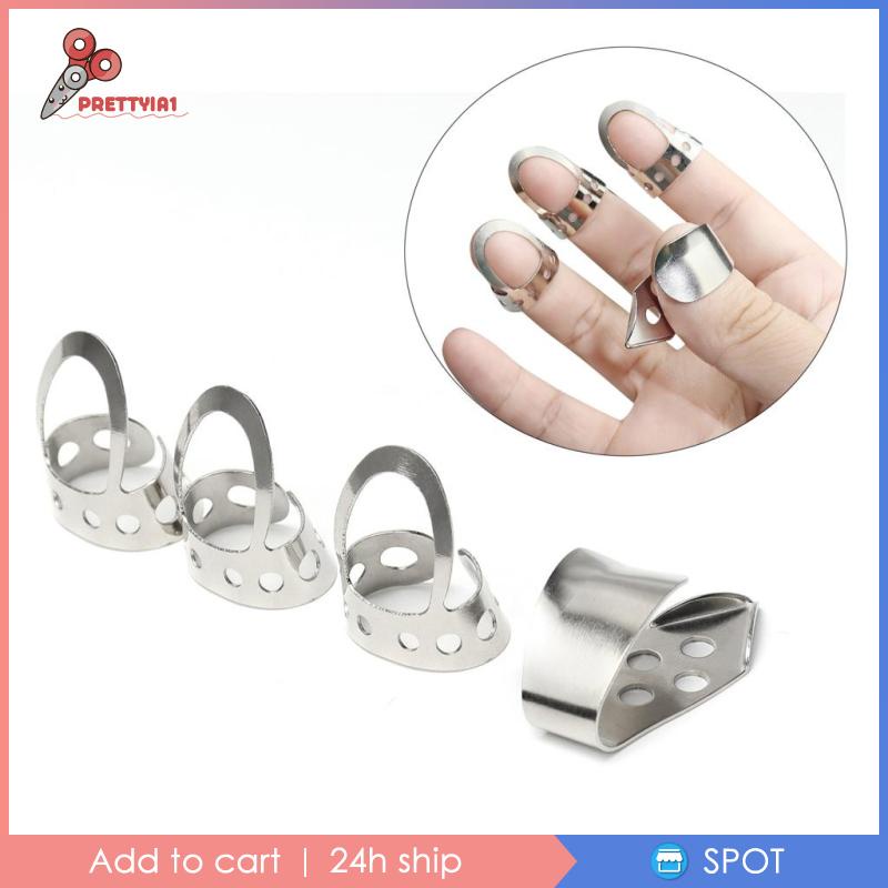 Set 1 / 4 Móng Tay Gảy Đàn Banjo Ukulele Bằng Kim Loại Có Thể Điều Chỉnh