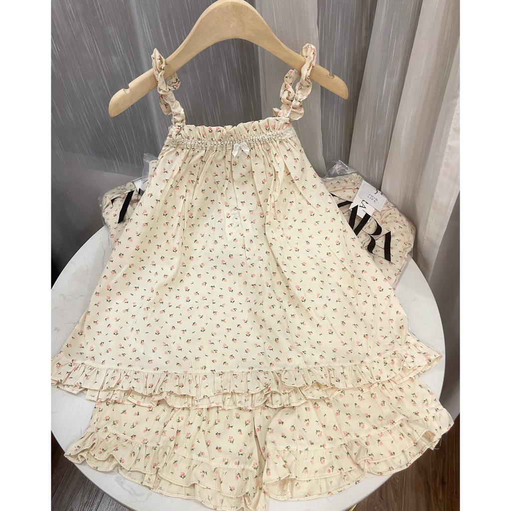 Bộ Hai Dây Hoa Nhí Set Bộ Ngủ 2s Hoa Nhí Dây Bèo Vải Thô Viền Ren Siêu Xinh | BigBuy360 - bigbuy360.vn