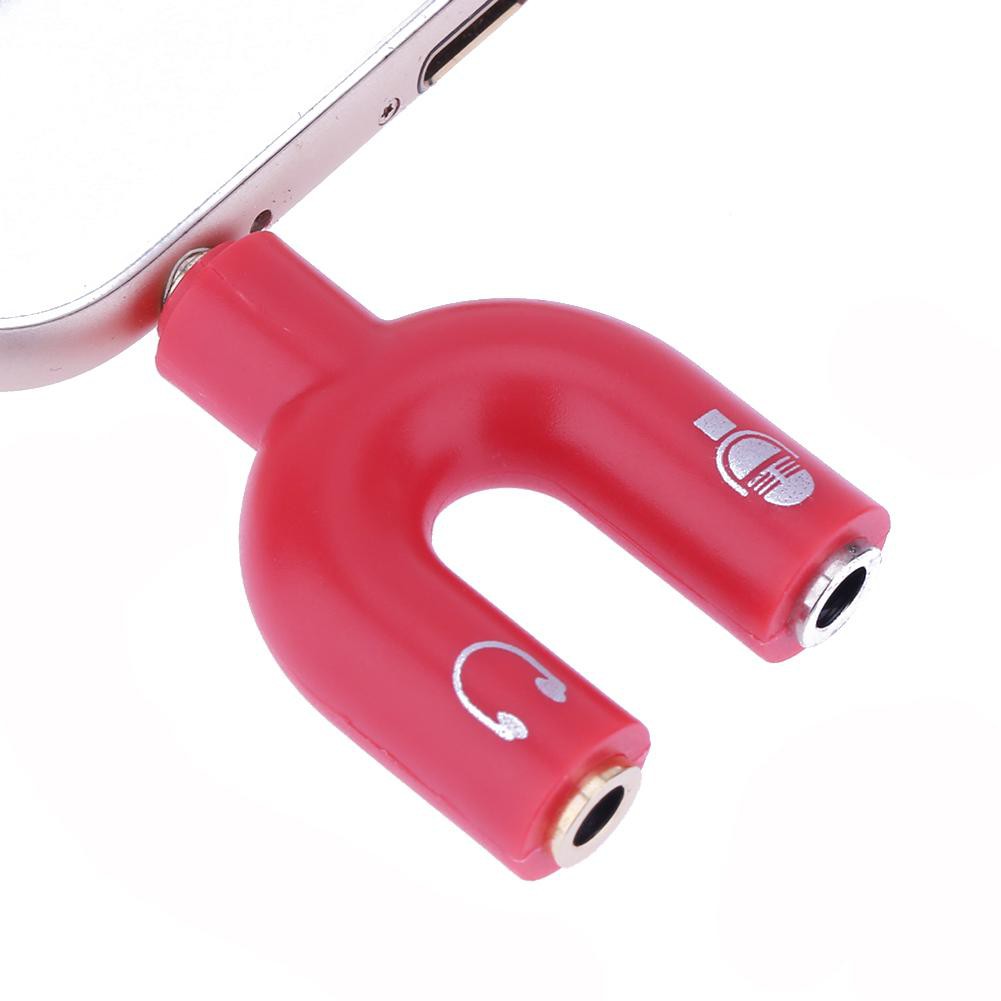 Đầu giắc chuyển đổi tai nghe chia chữ U 2 hướng âm thanh nổi 3.5mm