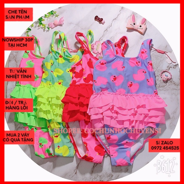 ẢNH THẬT - Đồ Bơi Bé Gái ( Có Cột Tóc) - Đồ bơi bé gái dễ thương hình con vịt - Hàng Xuất xịn