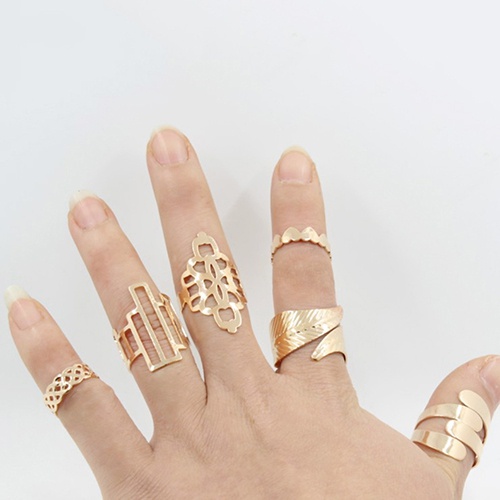 Set 6 nhẫn hợp kim nhiều kiểu dáng thời trang dành cho nữ