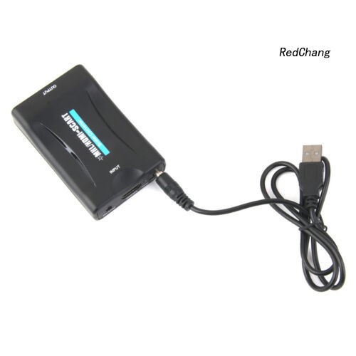 -SPQ- USB HDMI Male Lead to SCART Composite Video Converter Adapter with USB Cable