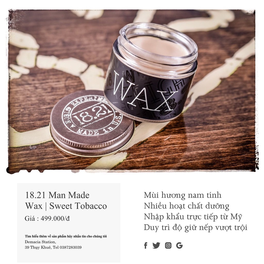 [HÀ NỘI] Sáp vuốt tóc 18.21 Man Made WAX