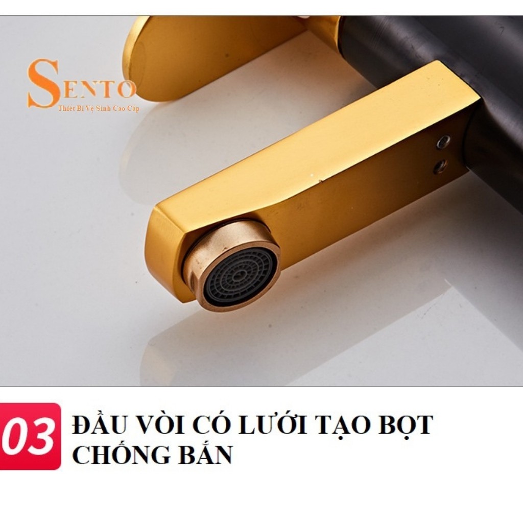 Vòi Lavabo Nóng Lạnh Cắm Chậu Chính Hãng SENTO Có Lưới Tạo Bọt Chống Bắn, Tặng Kèm Cặp Dây - Bảo Hành 12 Tháng