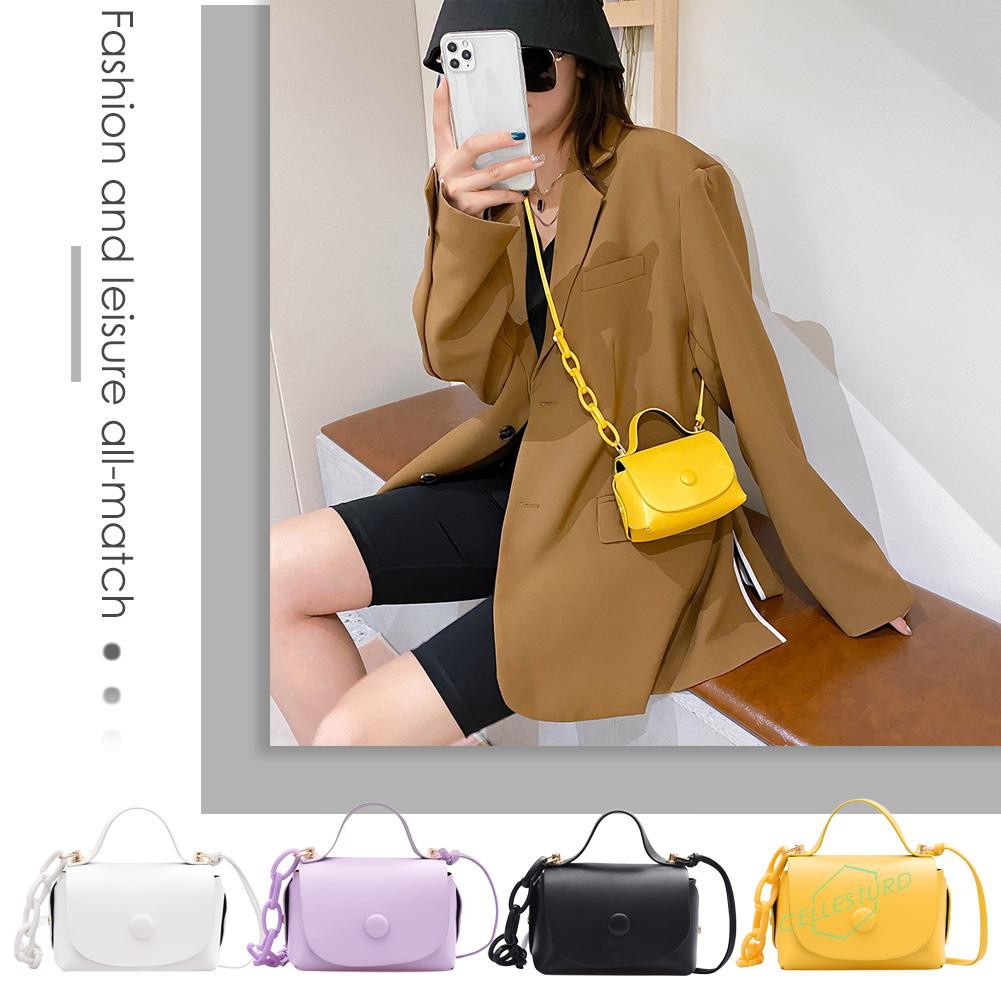 Túi Đeo Chéo Mini Bằng Da Pu Màu Trơn Thời Trang Cho Nữ
