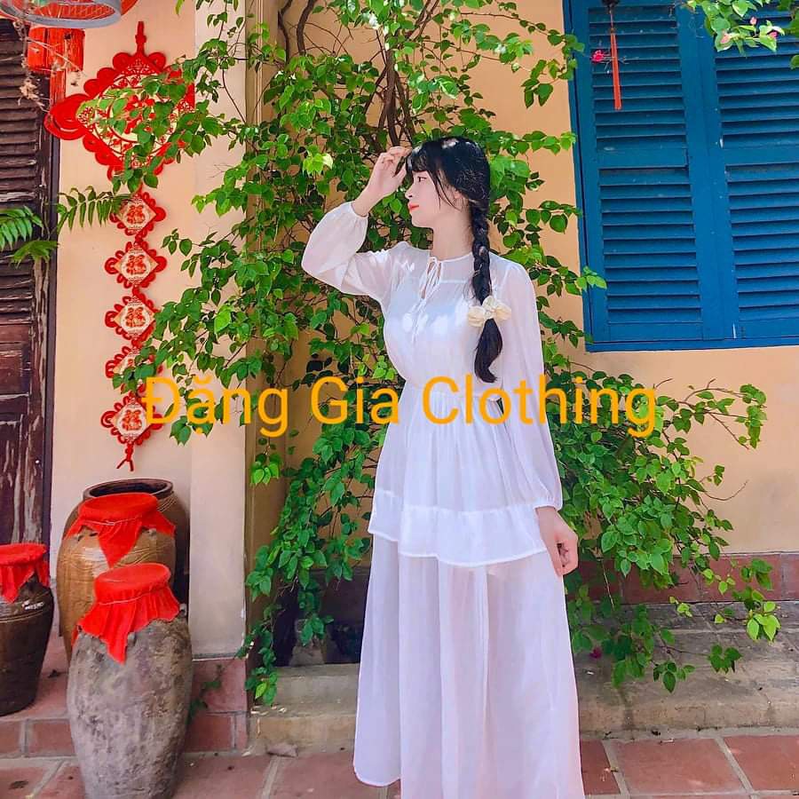 Đầm dự tiệc tay dài, đầm tiểu thư sang chảnh, đầm maxi xinh sắn D4272