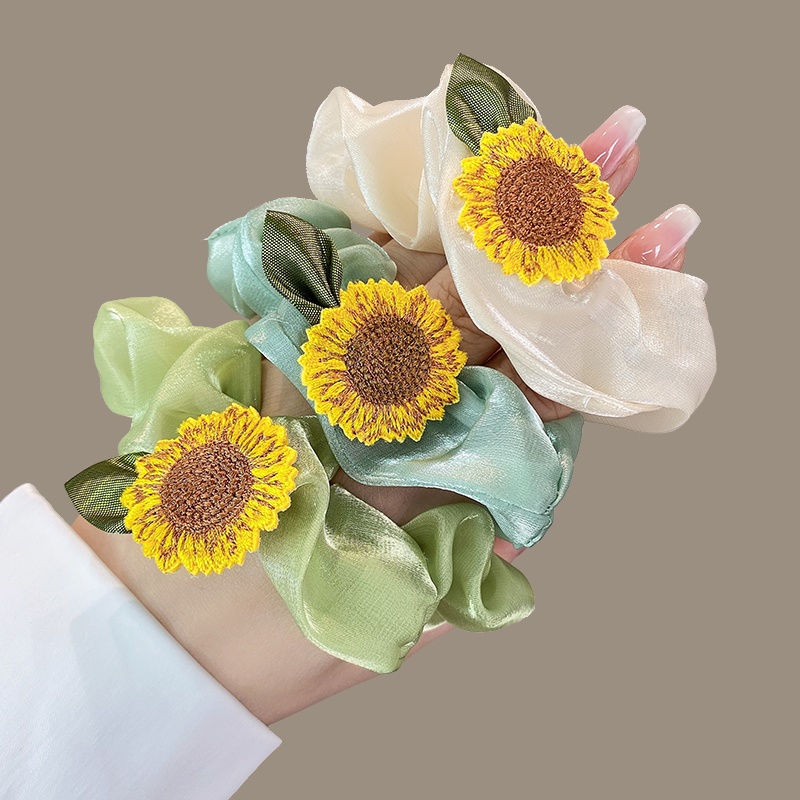 Dây Buộc Tóc Cao Su Họa Tiết Hoa Hướng Dương Phong Cách Hàn Quốc Mới 2022