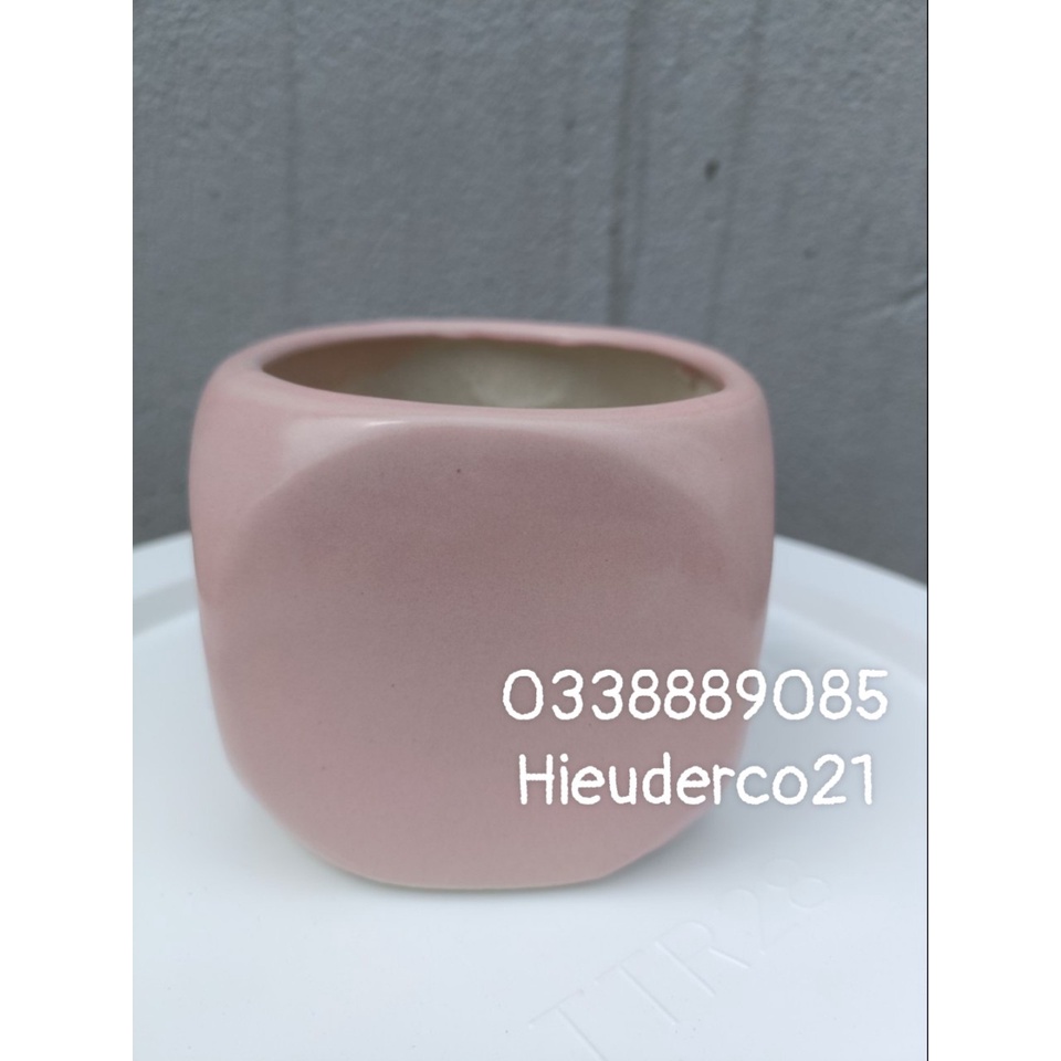 Chậu sứ bát tràng vuông trơn trồng xương rồng, sen đá, derco siêu đẹp.