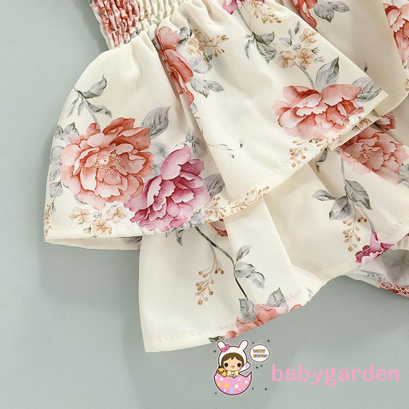 Bộ Áo Liền Quần Hai Dây Không Tay Cài Nút In Hoa Dành Cho Bé Gái 0-18 Tháng Tuổi