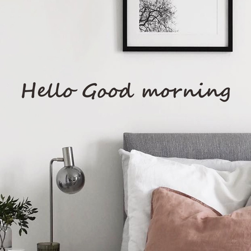 Miếng dán tường chữ Hello Good Morning Family sáng tạo trang trí phòng khách/phòng ngủ