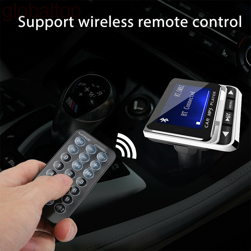 Bluetooth Audio Adapter Car Wireless MP3 Player Car Bluetooth Audio Transmitter with 1.4 Inches Screen