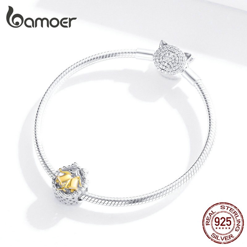 Mặt tráng sức Bamoer SCC1358 bằng bạc 925 hình chuông giáng sinh hợp thời trang DIY