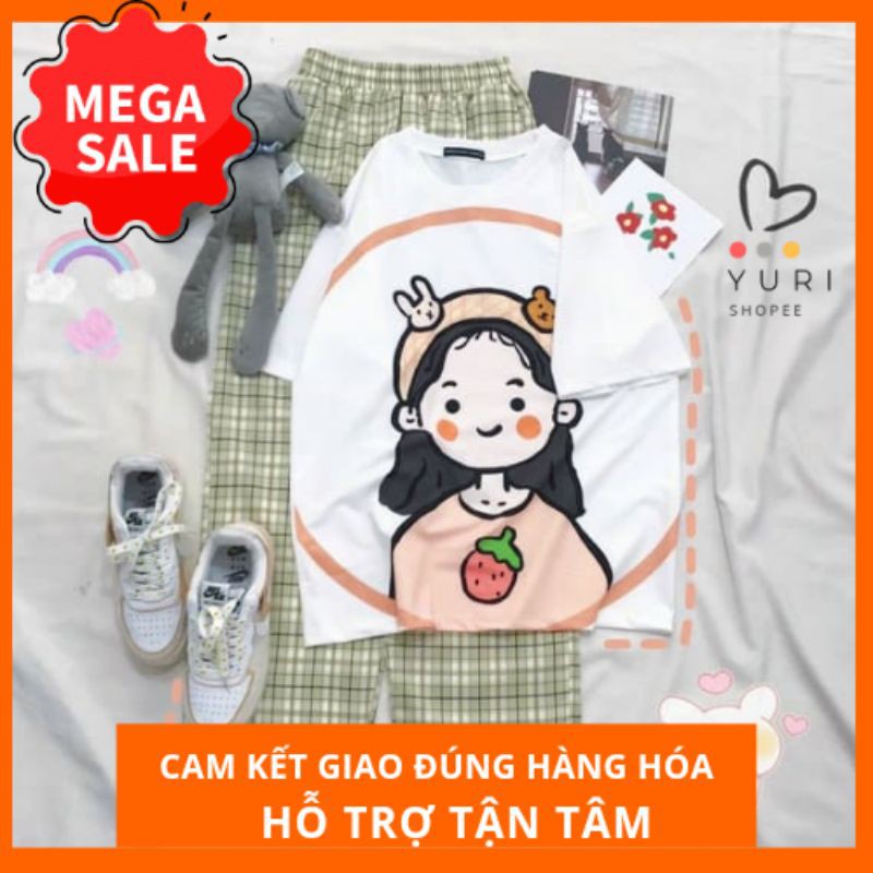 Set Áo thun quần kate ống rộng Yuri shopee