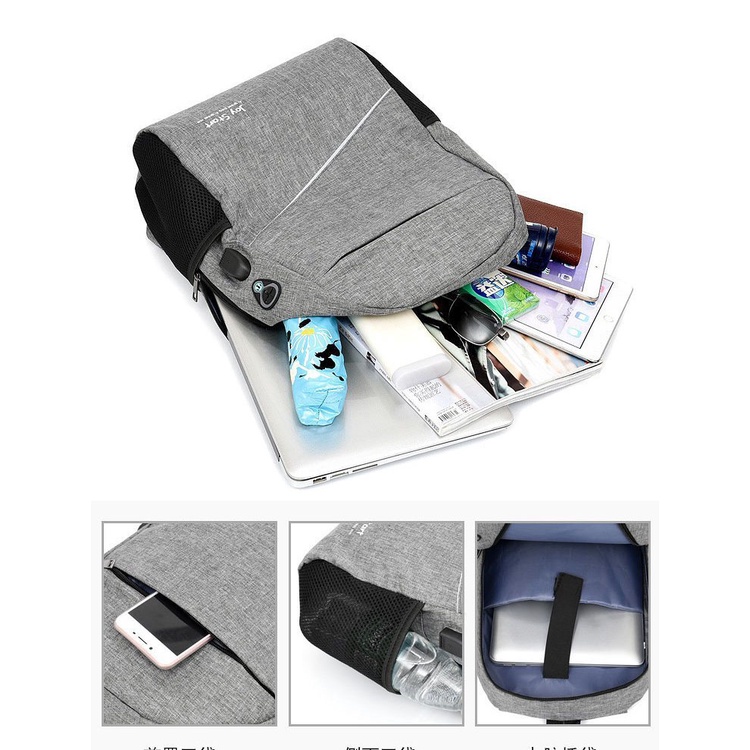 Set 3 Chiếc Ba Lô Nam Túi Nam Sạc USB Ba Lô Đa Năng Thường Ngày Túi Đi Học Nam thời trang cao cấp  trẻ trung