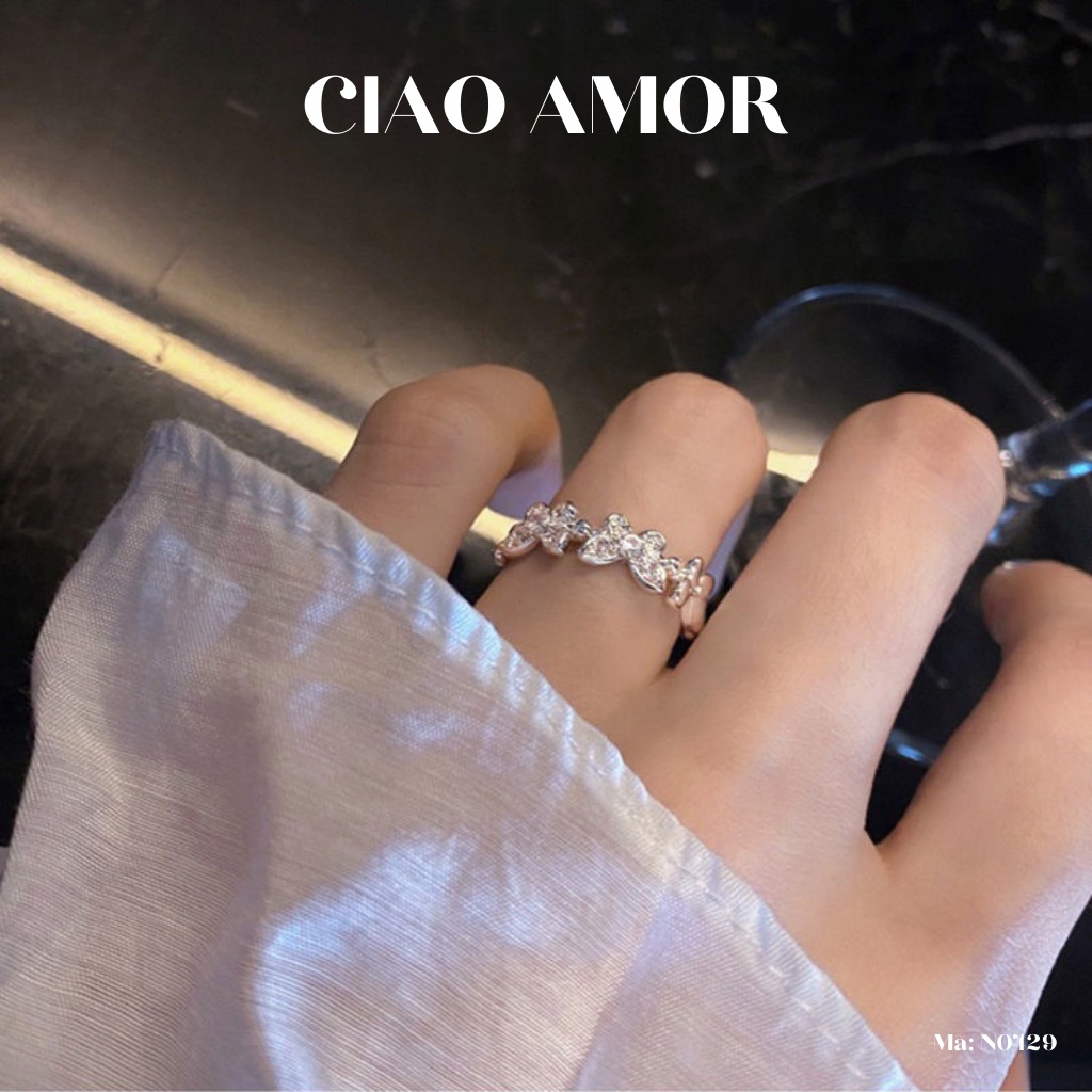 Nhẫn nữ xinh xắn cánh nhiều đính đá dễ thương Trang sức Ciao Amor - N0429