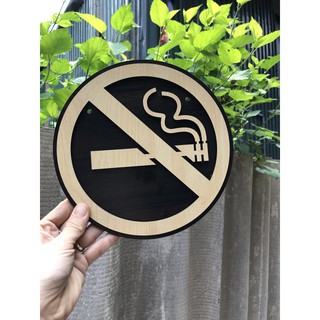 Bảng Gỗ Cấm Hút Thuốc - No Smoking