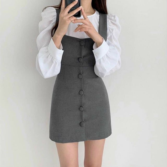 SET YẾM XÁM 2 DÂY + ÁO TAY BO
