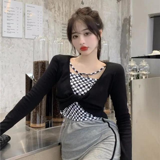 Áo Thun COZOK Tay Dài Họa Tiết Sọc Caro Hợp Thời Trang