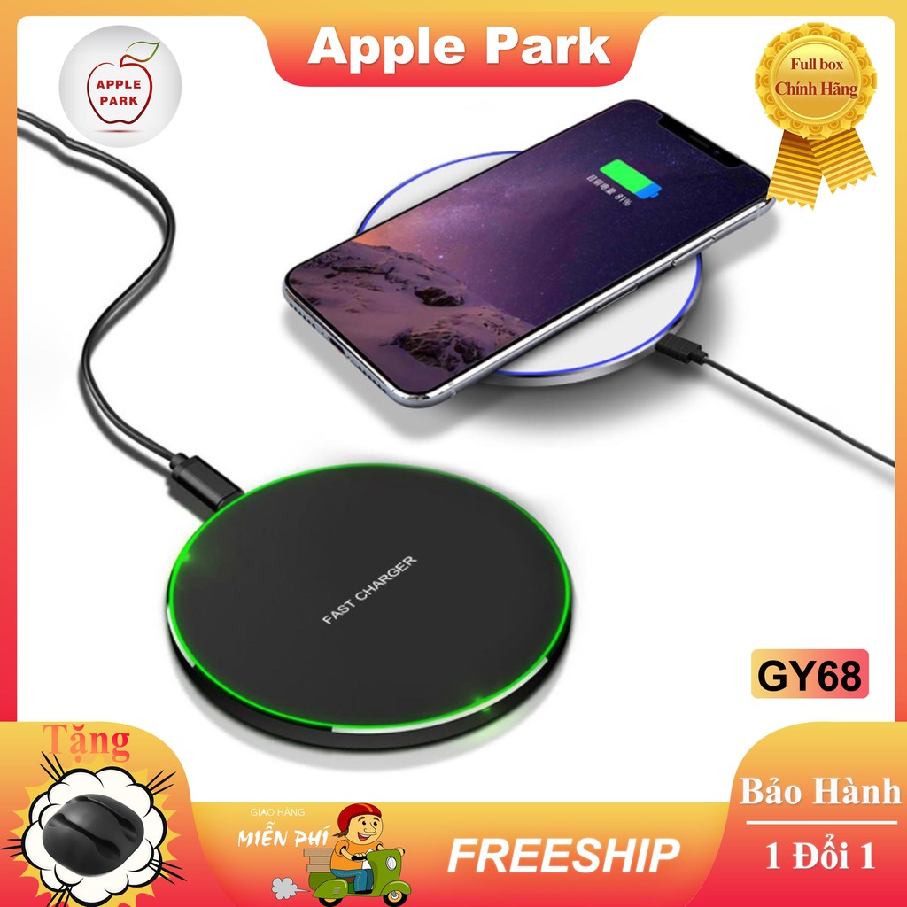 Đế Sạc Không Dây GY68 Thông Minh Cảm Ứng Siêu Mỏng Siêu Nhẹ Wireless Charger Sạc Nhanh Qi Xài Cho Apple Samsung