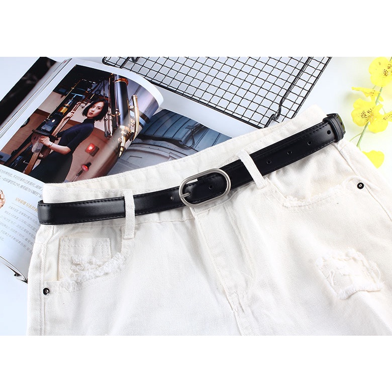 Thắt lưng nam nữ BROO mặt chữ nhật bo tròn có lỗ bấm, dây nịt lưng O-belt unisex bản nhỏ 2.3cm