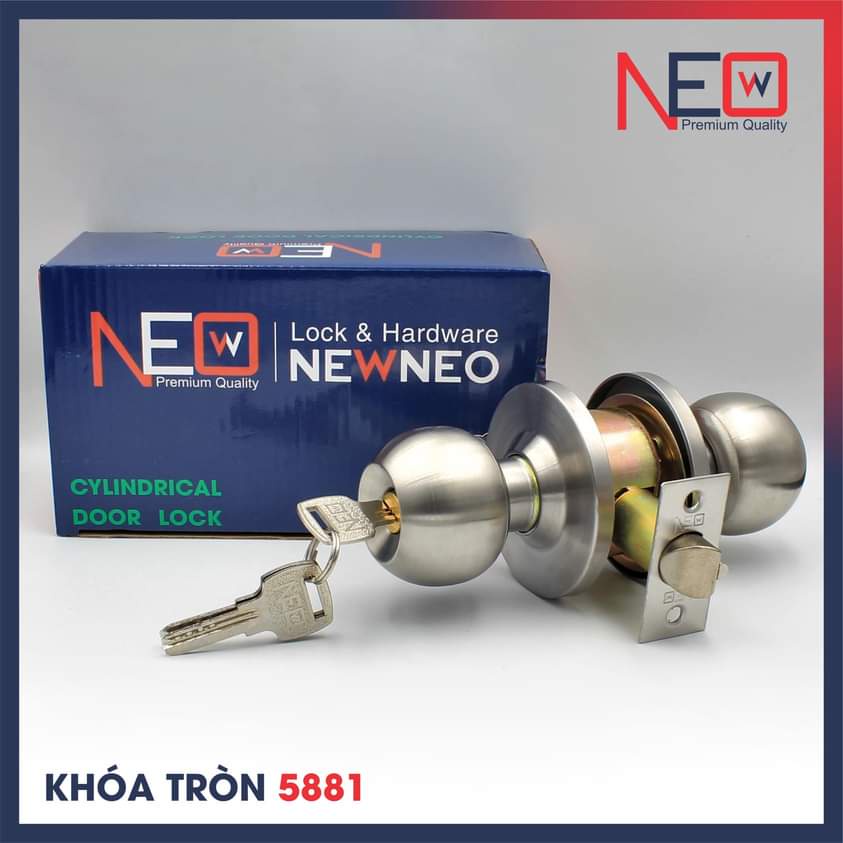 (CHÍNH HÃNG) Ổ Khóa Cửa Tay Nắm Tròn NEO Cao Cấp INOX 304 3 chìa dùng khóa Cửa Đi, Phòng, Tolet, Nhà Kho