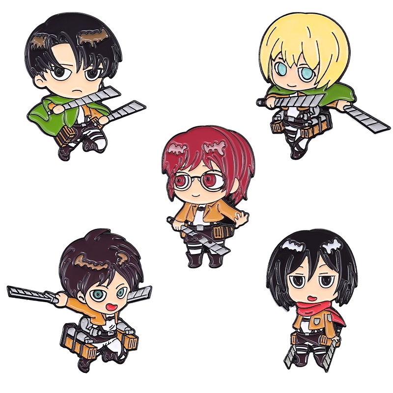 Ghim cài áo QIHE JEWELRY in hình anime ATTACK ON TITAN tặng bạn bè/trang trí ba lô quần áo