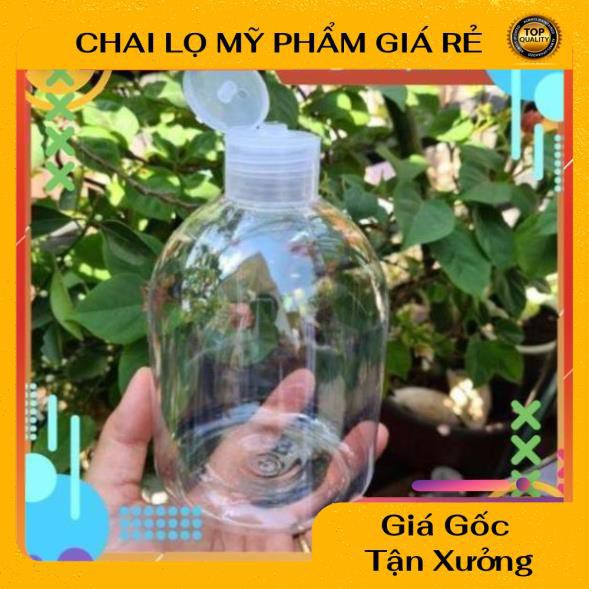 Chai Chiết Mĩ Phẩm ❤ RẺ VÔ ĐỊCH ❤ Chai nhựa pet nắp bật 500ml Thân Lùn đựng gel chiết mỹ phẩm , phụ kiện du lịch