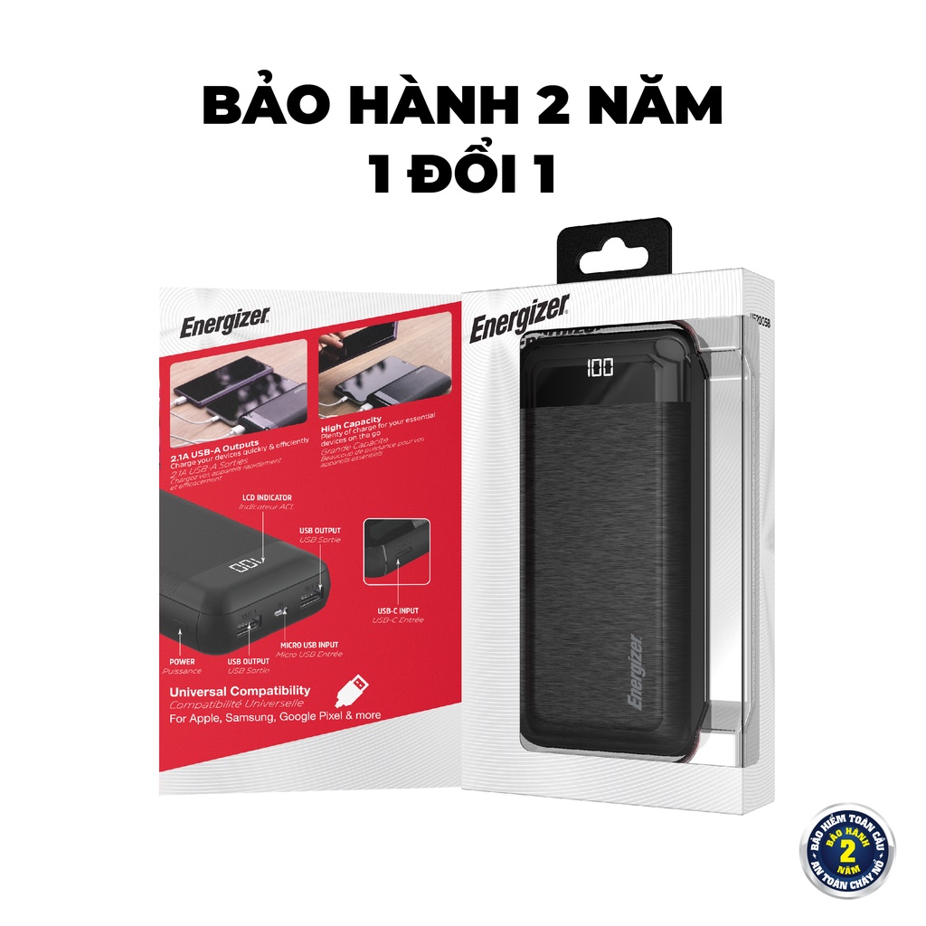 Sạc dự phòng Energizer 20,000mAh /3.7V Li-Polymer - UE20058BK